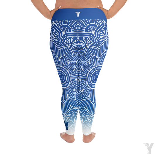 Legging de yoga - mandala bleu blanc - grande taille