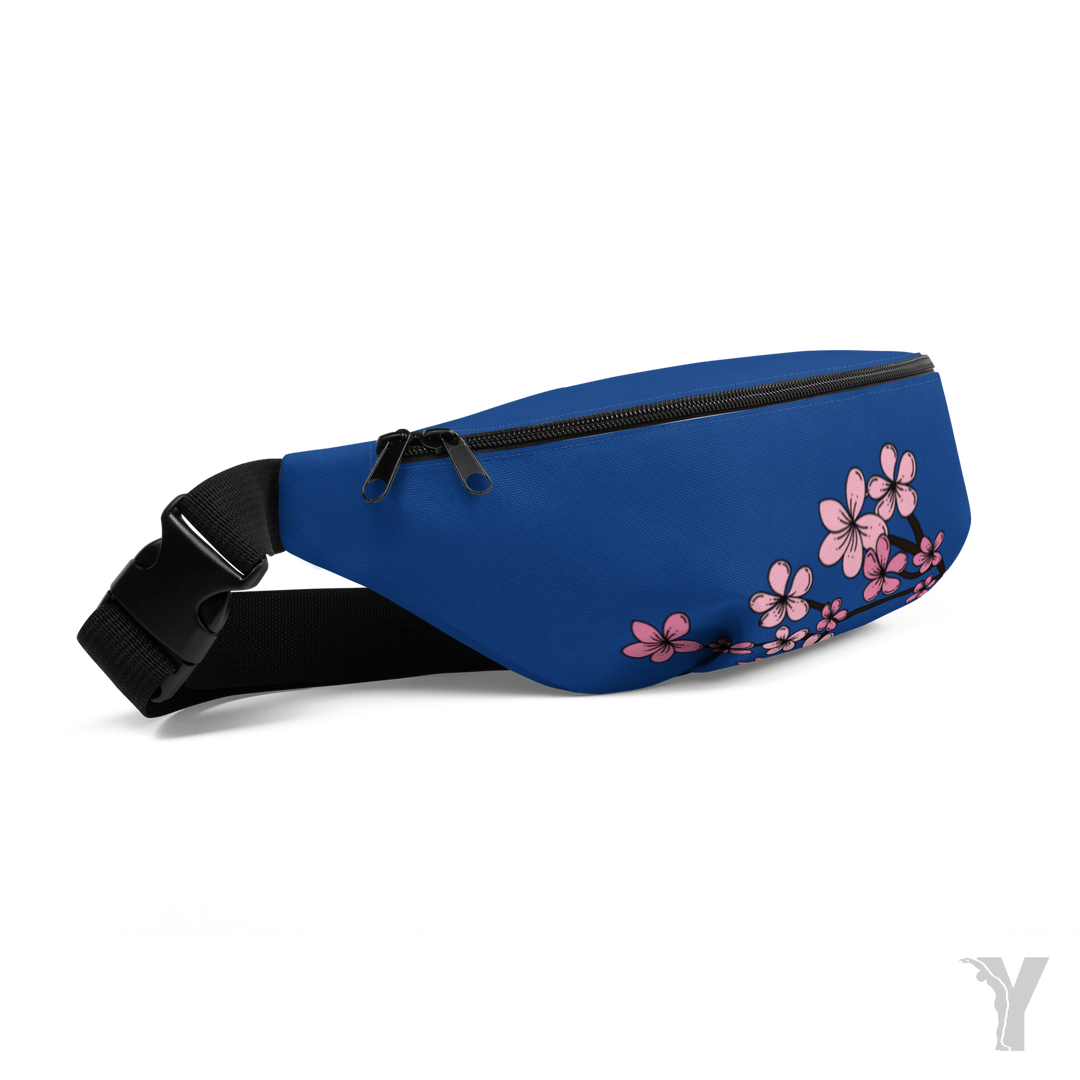 Sac Banane bleu - fleur rose-YOFE YOGA