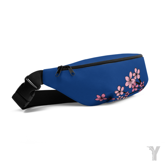 Sac Banane bleu - fleur rose-YOFE YOGA