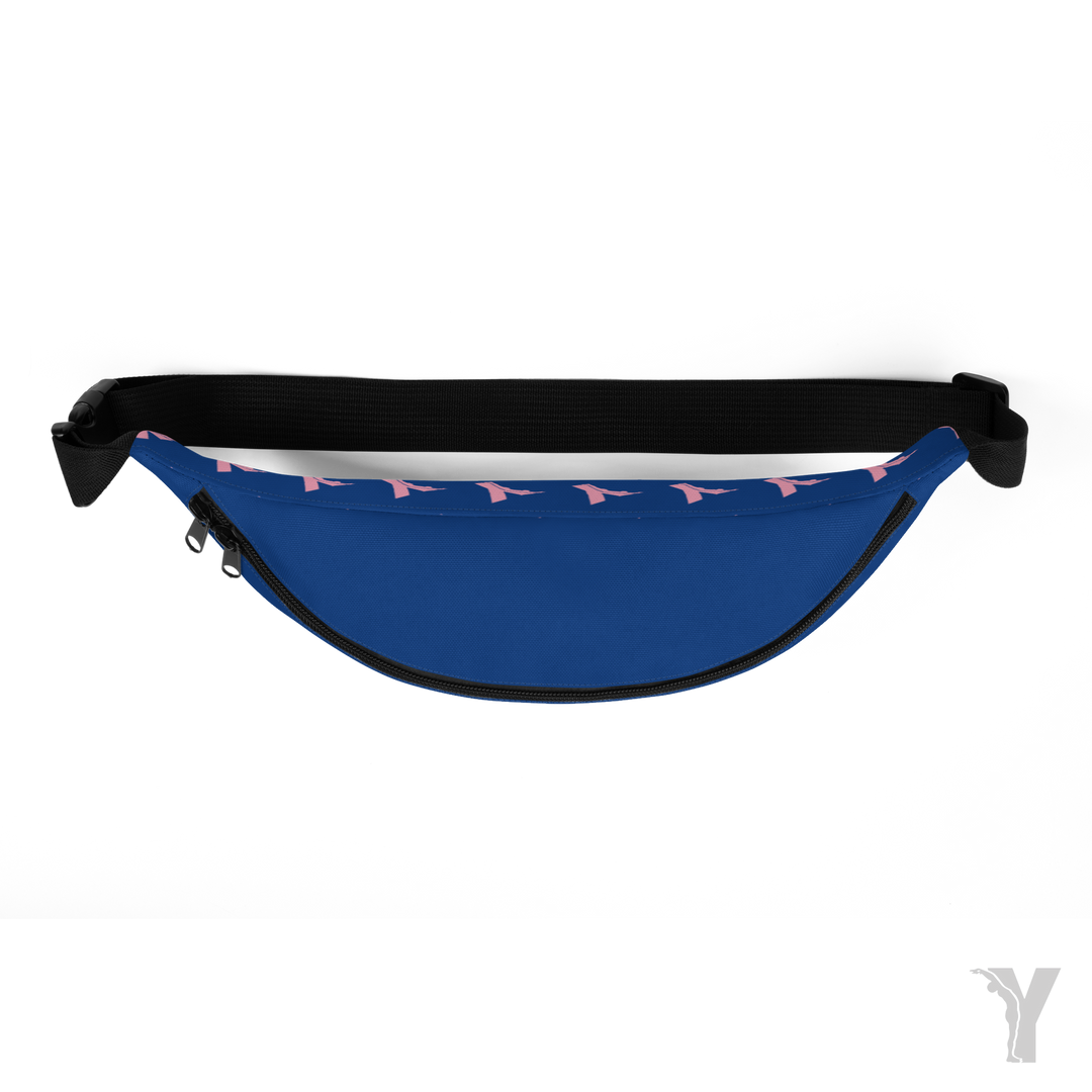 Sac Banane bleu - fleur rose-YOFE YOGA