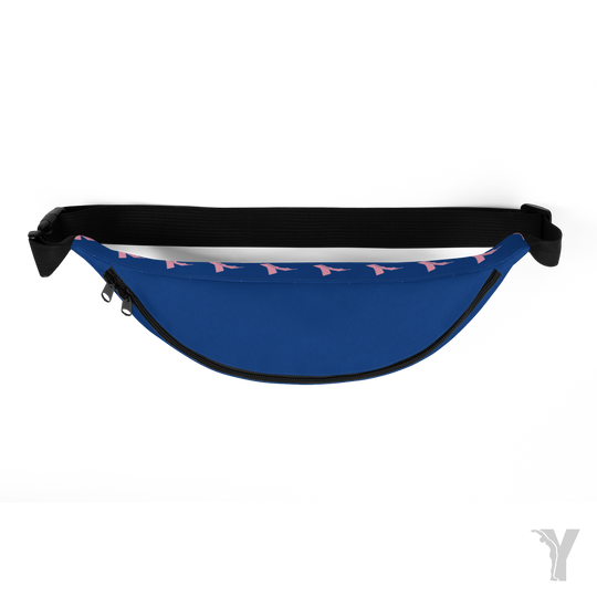 Sac Banane bleu - fleur rose-YOFE YOGA