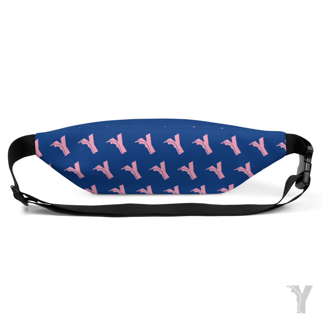 Sac Banane bleu - fleur rose-YOFE YOGA