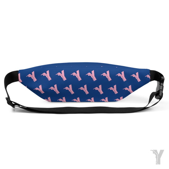 Sac Banane bleu - fleur rose-YOFE YOGA