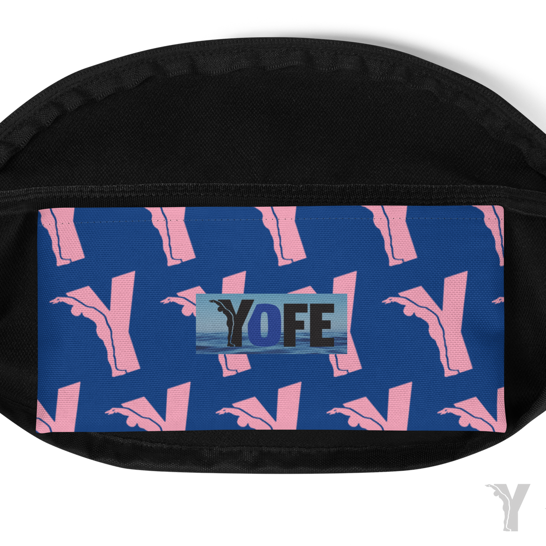 Sac Banane bleu - fleur rose-YOFE YOGA