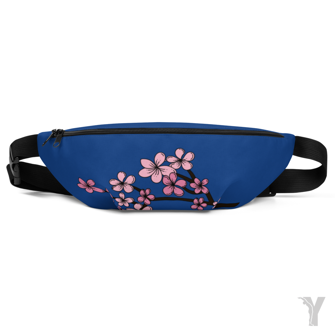 Sac Banane bleu - fleur rose-YOFE YOGA