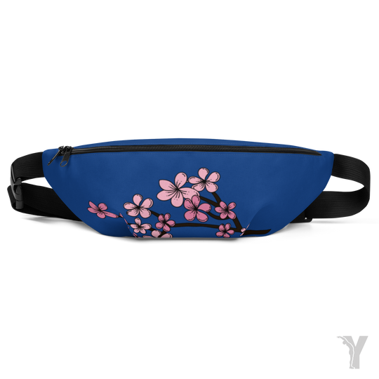 Sac Banane bleu - fleur rose-YOFE YOGA