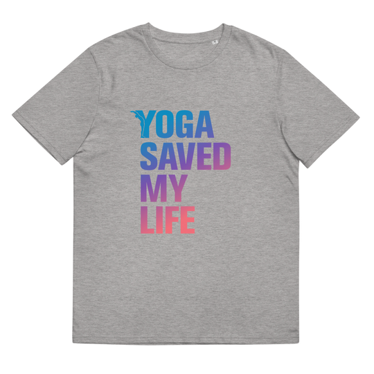 T-shirt Bio - Yoga saved my life - dégradé Bleu / Rose - yofe-YOFE YOGA