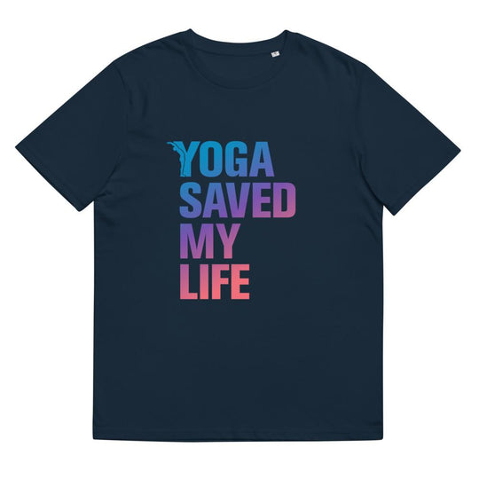 T-shirt Bio - Yoga saved my life - dégradé Bleu / Rose - yofe-YOFE YOGA