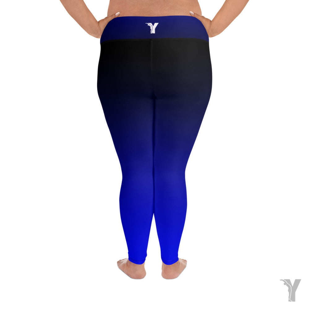 Yoga leggings - plus size - black blue gradient