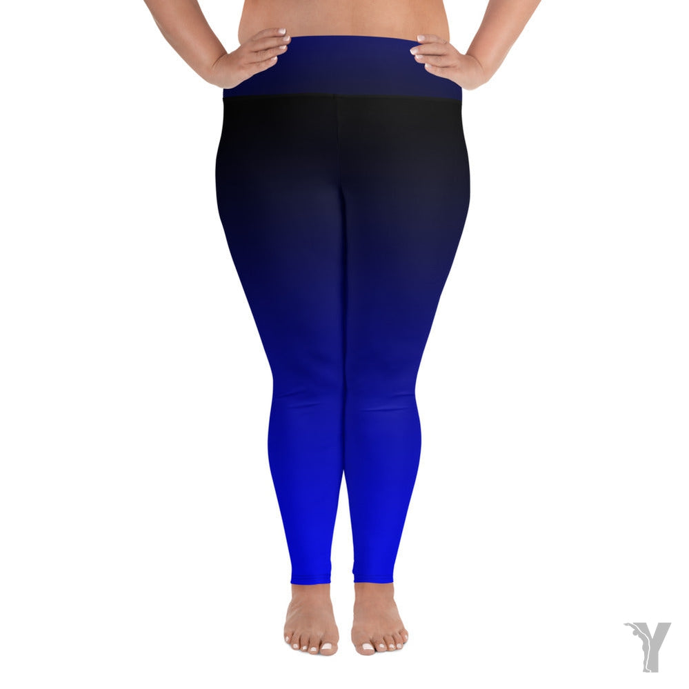 Yoga leggings - plus size - black blue gradient
