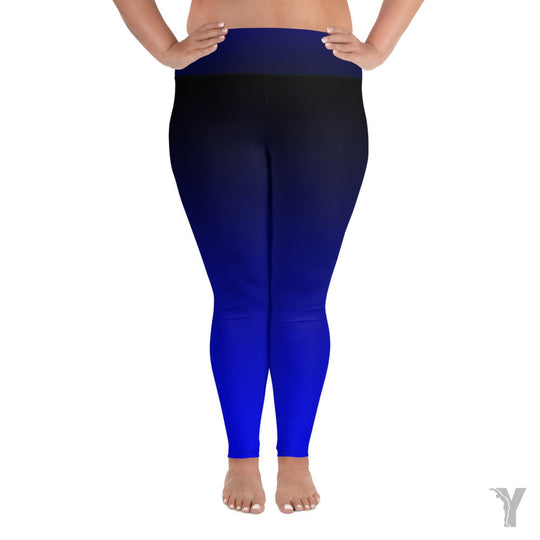Yoga leggings - plus size - black blue gradient