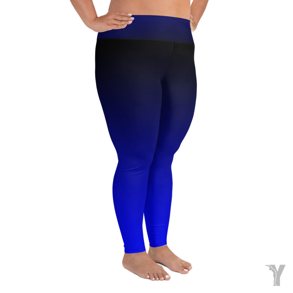 Yoga leggings - plus size - black blue gradient