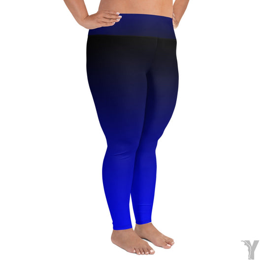 Yoga leggings - plus size - black blue gradient