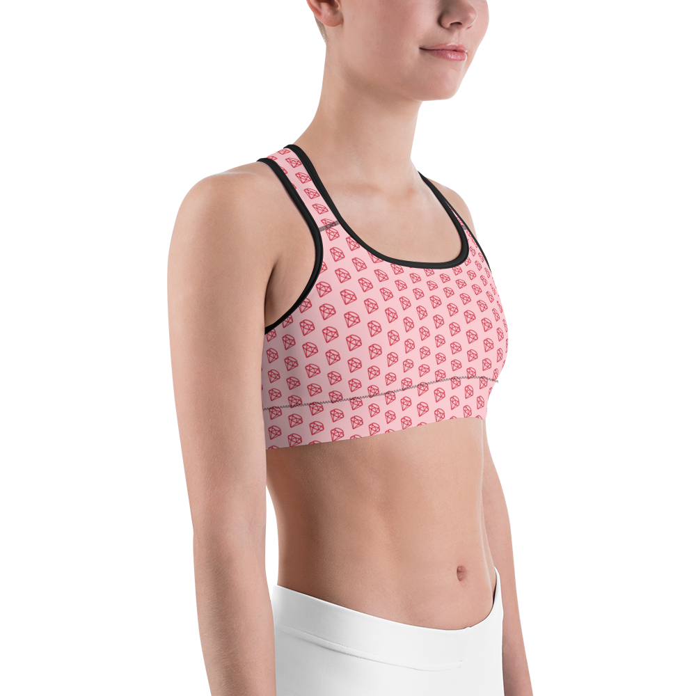 Brassière de yoga - diamant couture noire profil gauche