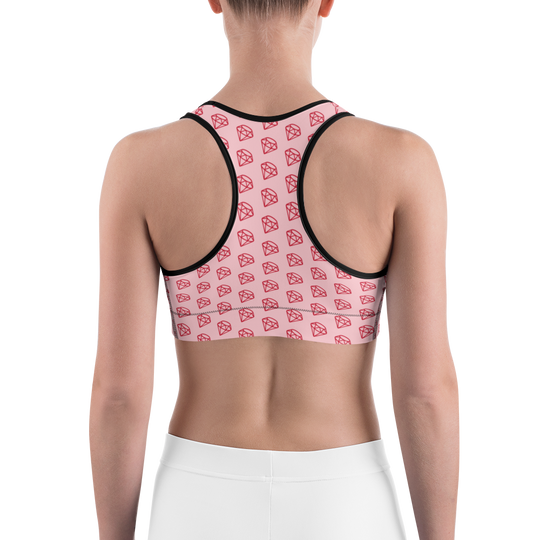 Brassière de yoga - diamant couture noire dos nageur