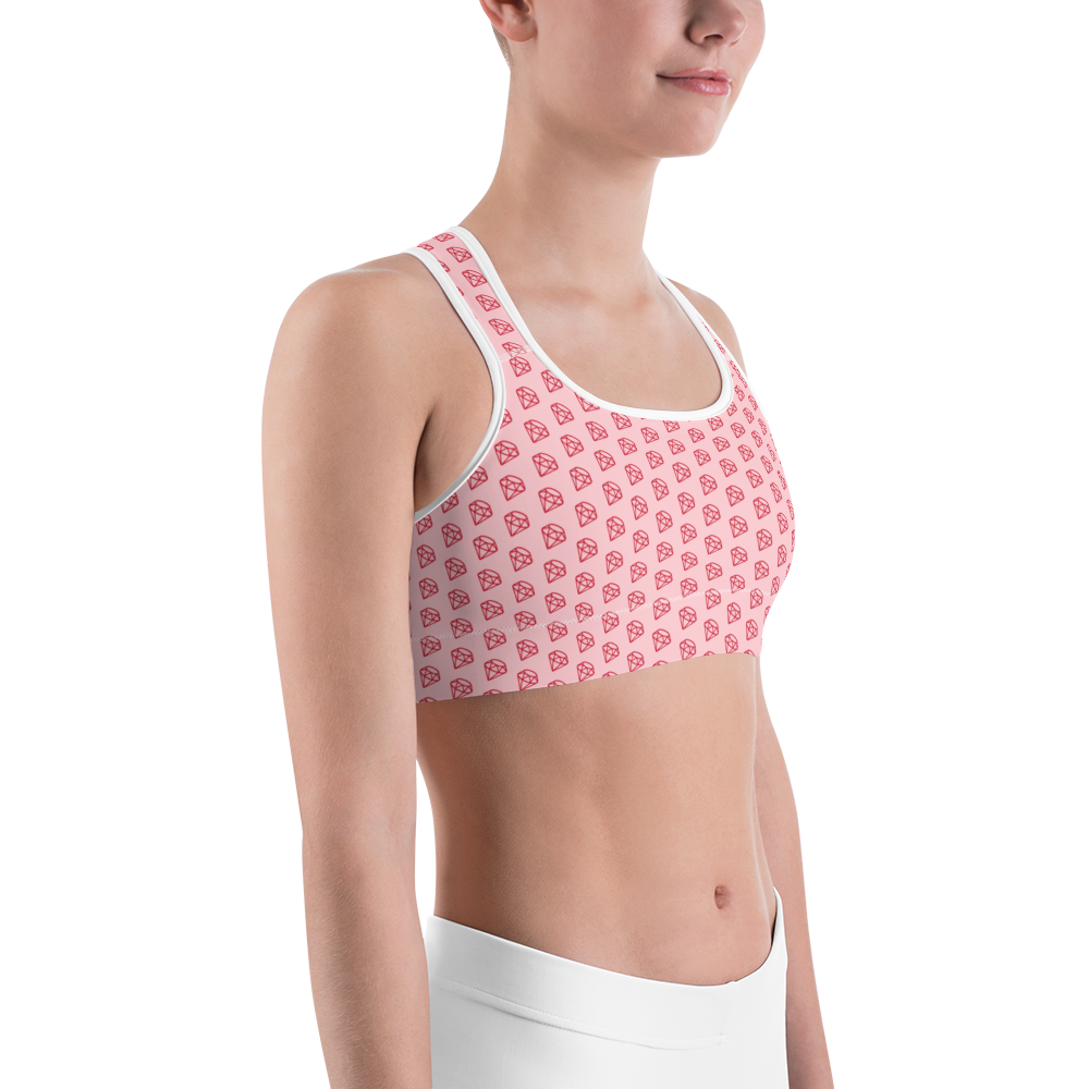 Brassière de yoga - diamant couture blanche profil gauche