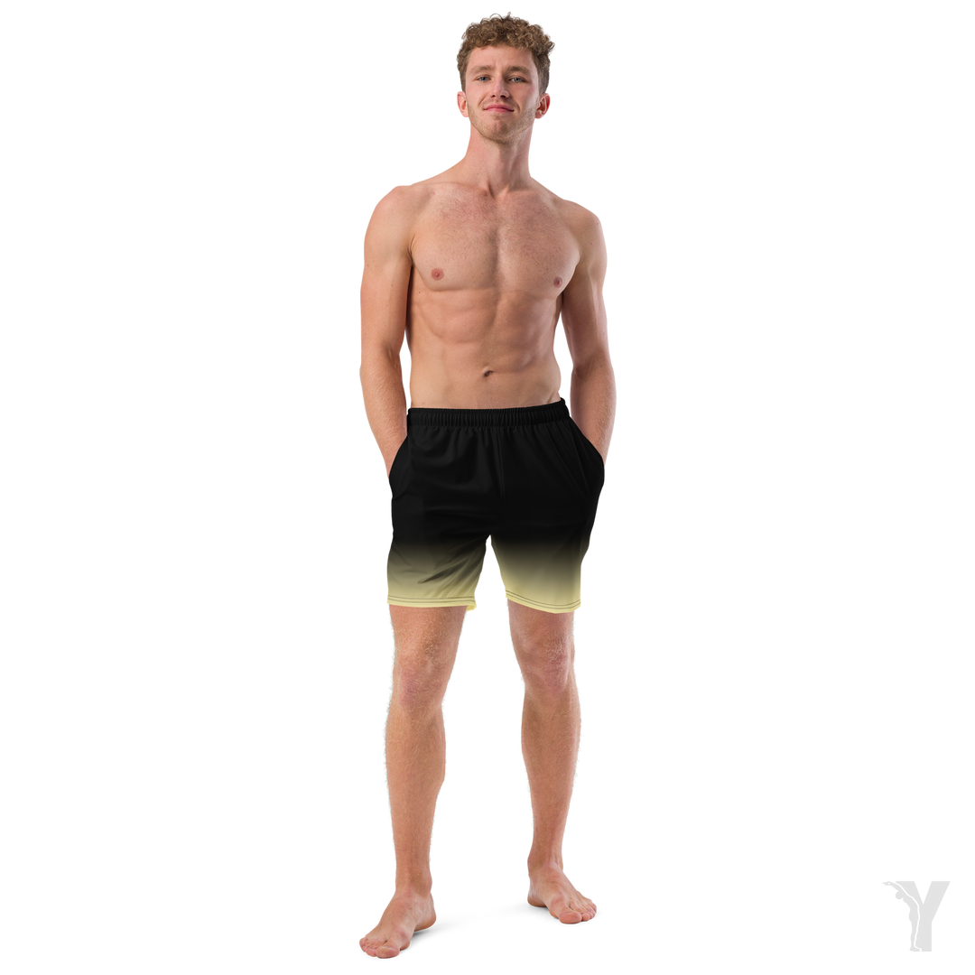 short de bain homme - noir dégradé jaune-YOFE YOGA