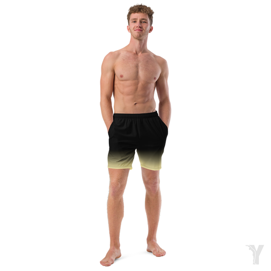 short de bain homme - noir dégradé jaune-YOFE YOGA