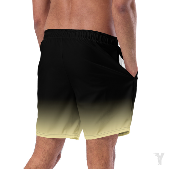 short de bain homme - noir dégradé jaune-YOFE YOGA