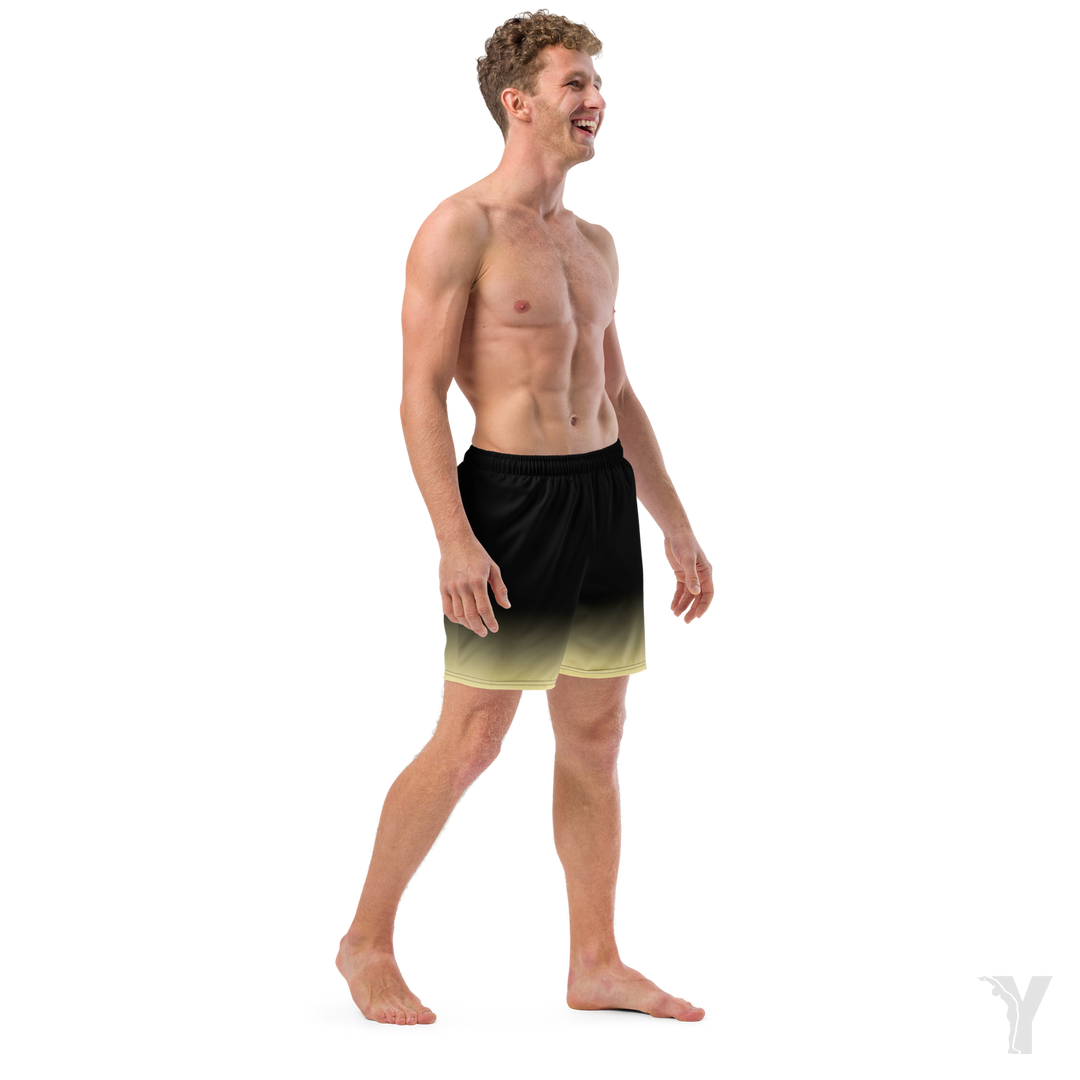 short de bain homme - noir dégradé jaune-YOFE YOGA