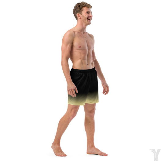 short de bain homme - noir dégradé jaune-YOFE YOGA