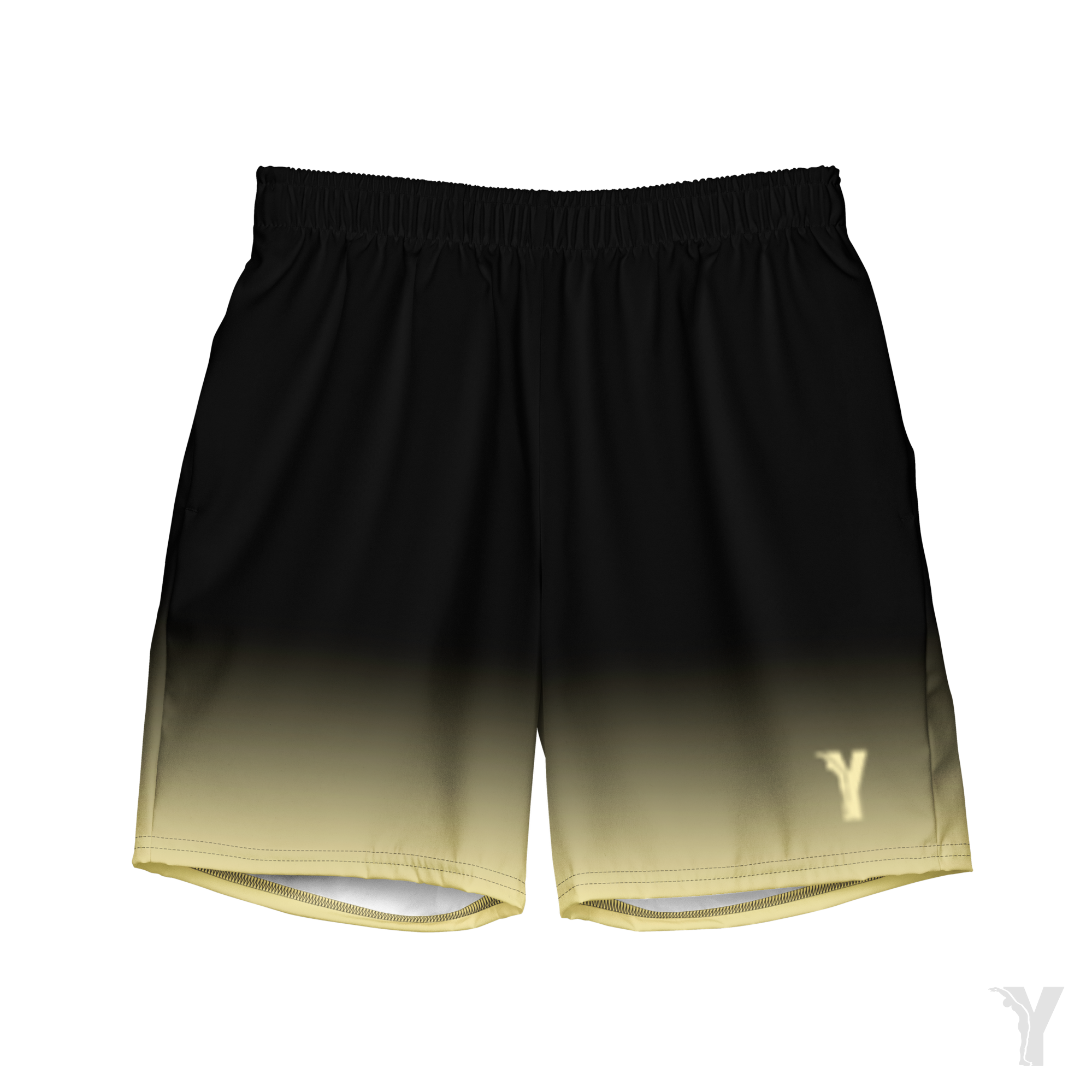 short de bain homme - noir dégradé jaune-YOFE YOGA